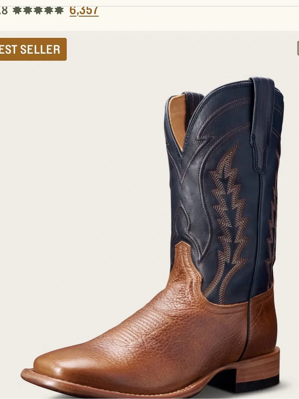 Tecovas The Doc Two-Tone Leather Western Boots — Brown & Navy